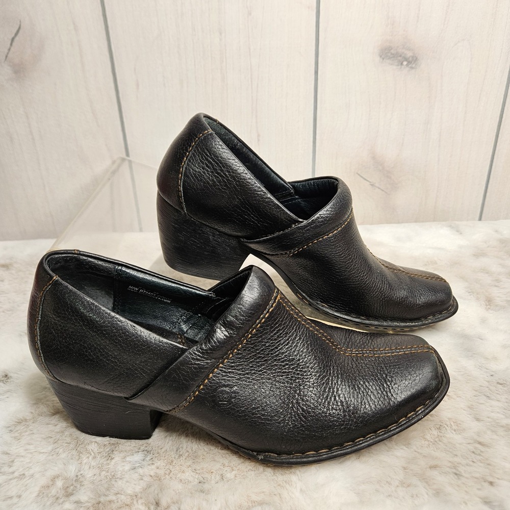 BOC Born Concept Womens Black Leather Heeled Shoes 6.5 Slip-On Whimsigoth Witchy